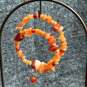 Vibrant Orange Beaded Bracelet with Semi-Precious Carnelian Stones